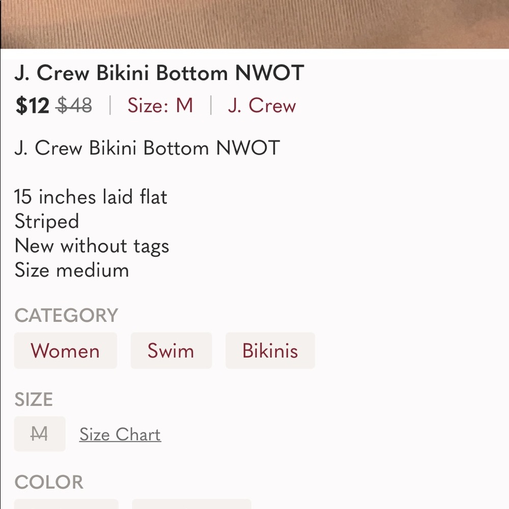 J Crew Bikini Bottom NWOT - Picture 6 of 6